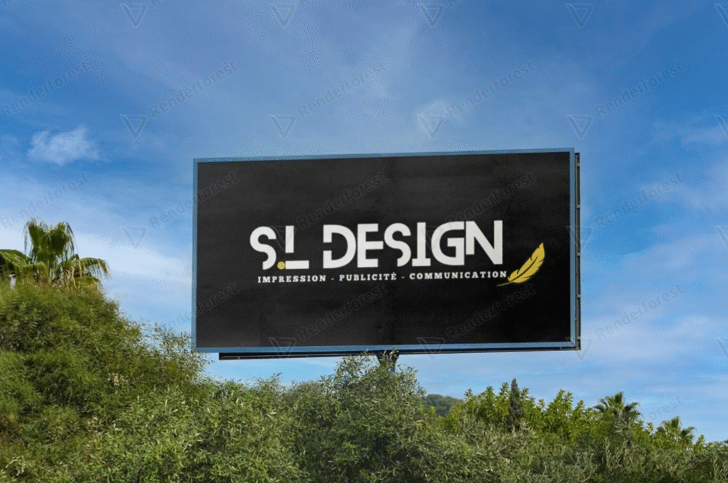 Réalisation d'une enseigne extérieure sur mesure Enseigne publicitaire grand format SL Design à Béziers